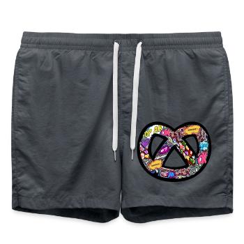 Pop-Art-Pretzel-T-Shirt-Logo - Badeshorts - Anthrazit - Vorne - AI Model Male 185 light (185cm)