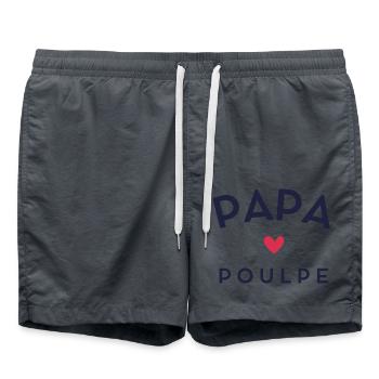 PAPA POULPE coeur 2 - Short de bain - charbon - Devant - AI Model Male 185 light (185cm)