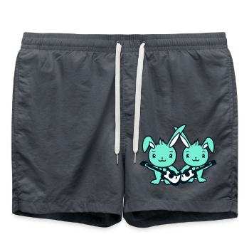 Bunnies Rabbit Easter Band Cute Two Friends Team - Swim Trunks - anthracite - Front - AI Model Male 185 light (185cm)