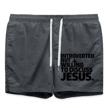 Glaube für Introvertierte - Badeshorts - Anthrazit - Vorne - AI Model Male 185 light (185cm)