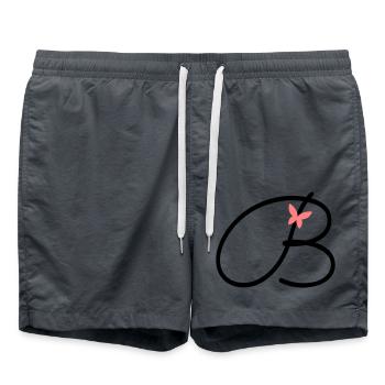 Letter B Initial Letter Butterfly - Swim Trunks - anthracite - Front - AI Model Male 185 light (185cm)