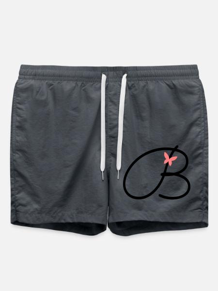 Buchstabe B Anfangsbuchstabe Schmetterling - Badeshorts - Anthrazit
