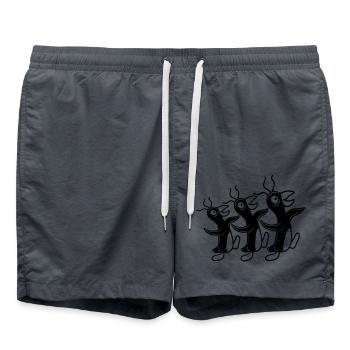 3 crazy penguins running stupid team friends crew - Swim Trunks - anthracite - Front - AI Model Male 185 light (185cm)