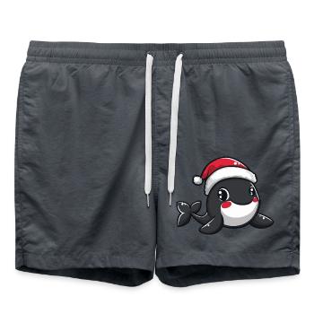 Whale Christmas - Swim Trunks - anthracite - Front - AI Model Male 185 light (185cm)