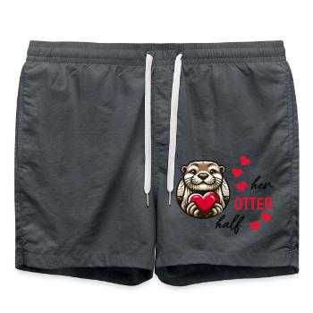 Loutre demi-amour cadeau - Short de bain - charbon - Devant - AI Model Male 185 light (185cm)