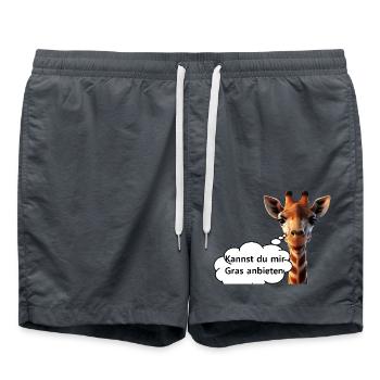 Giraffen-Humor: Gras & Joint - Badeshorts - Anthrazit - Vorne - AI Model Male 185 light (185cm)