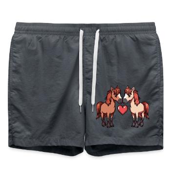 Horse Couple Valentine's Day - Swim Trunks - anthracite - Front - AI Model Male 185 light (185cm)