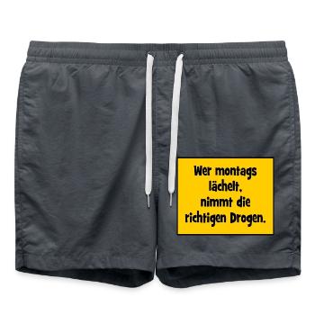 Wer montags lächelt, nimmt die richtigen Drogen. - Badeshorts - Anthrazit - Vorne - AI Model Male 185 light (185cm)