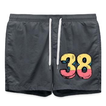 38 Symbole numérique - Short de bain - charbon - Devant - AI Model Male 185 light (185cm)