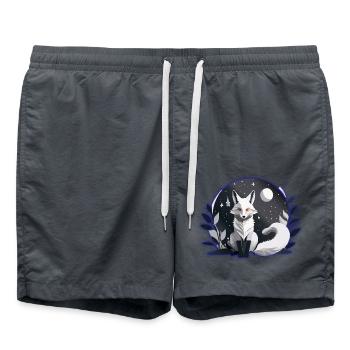 Mystic White Fox – Night & Moon Design - Swim Trunks - anthracite - Front - AI Model Male 185 light (185cm)