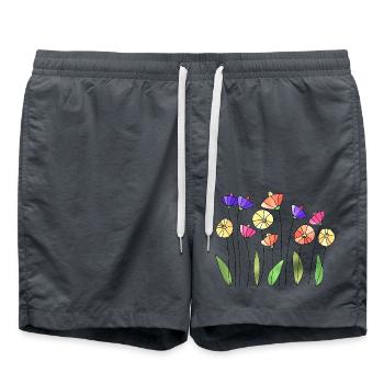 Blumen - Badeshorts - Anthrazit - Vorne - AI Model Male 185 light (185cm)