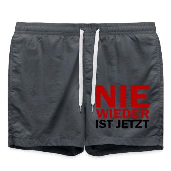 Never again is now - nie wieder ist jetzt - Badeshorts - Anthrazit - Vorne - AI Model Male 185 light (185cm)
