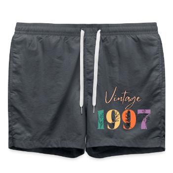 Vintage 1997 florale - Short de bain - charbon - Devant - AI Model Male 185 light (185cm)