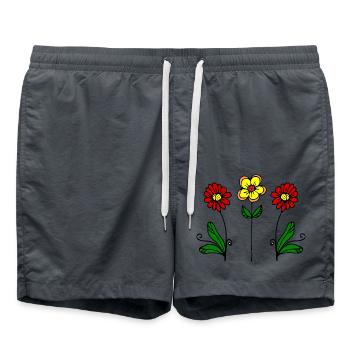 Blumen - Badeshorts - Anthrazit - Vorne - AI Model Male 185 light (185cm)