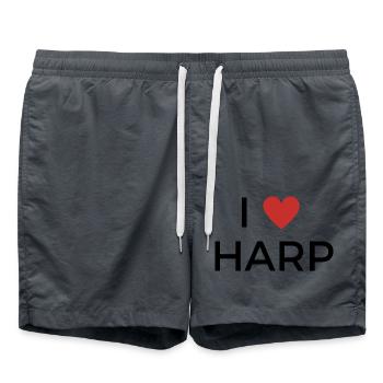 Ich liebe Harfe - I love Harp - Swim Trunks - anthracite - Front - AI Model Male 185 light (185cm)