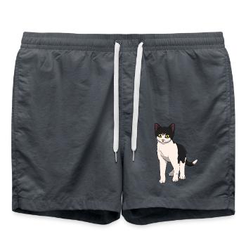 Cat Black and White - Swim Trunks - anthracite - Front - AI Model Male 185 light (185cm)