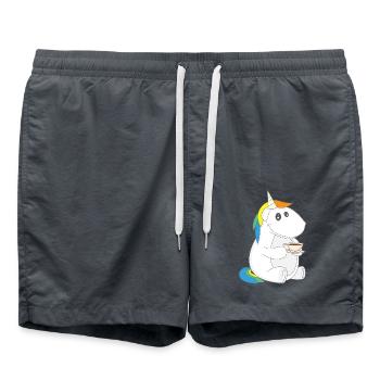 Licorne boire un café se détendre cadeau détendu - Short de bain - charbon - Devant - AI Model Male 185 light (185cm)