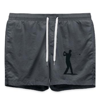 Golfspieler Silhouette - Abschlag Golf - Badeshorts - Anthrazit - Vorne - AI Model Male 185 light (185cm)