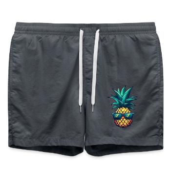 Cooler Ananas-Hingucker: Südfrucht mit Stil - Badeshorts - Anthrazit - Vorne - AI Model Male 185 light (185cm)