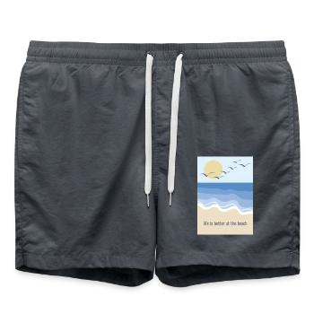 Life is better at the beach - Swim Trunks - anthracite - Front - AI Model Male 185 light (185cm)
