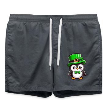 St. Patrick's Day Pinguin Zunge Zeigend: - Badeshorts - Anthrazit - Vorne - AI Model Male 185 light (185cm)