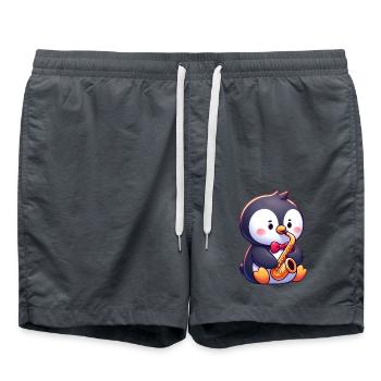 Concert de jazz du saxophoniste pingouin - Short de bain - charbon - Devant - AI Model Male 185 light (185cm)