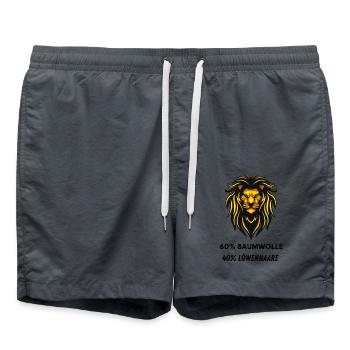 T-shirt amusant 60% coton 40% poils de lion - Short de bain - charbon - Devant - AI Model Male 185 light (185cm)