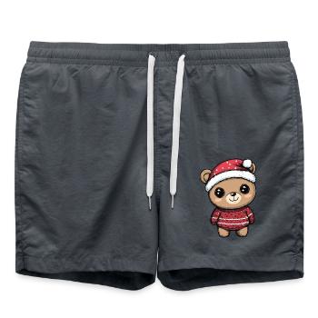 Bear Christmas Comic - Swim Trunks - anthracite - Front - AI Model Male 185 light (185cm)