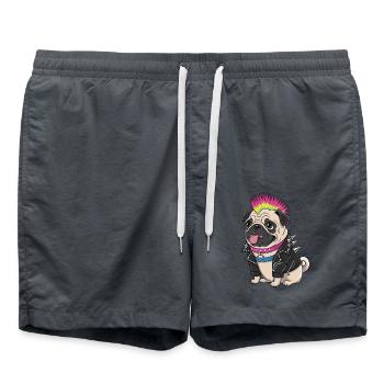 Mops Hundehalter Mops Punk Punker - Badeshorts - Anthrazit - Vorne - AI Model Male 185 light (185cm)