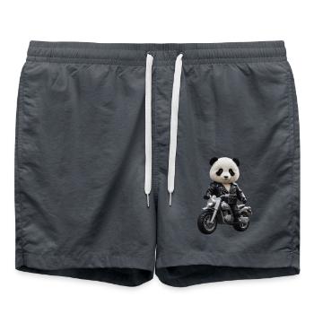 Biker Panda - Badeshorts - Anthrazit - Vorne - AI Model Male 185 light (185cm)