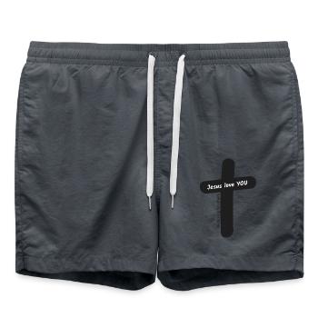 BT. Jesus love YOU - Badeshorts - Anthrazit - Vorne - AI Model Male 185 light (185cm)