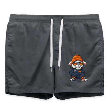 Bande dessinée d’hiver mouton - Short de bain - charbon - Devant - AI Model Male 185 light (185cm)