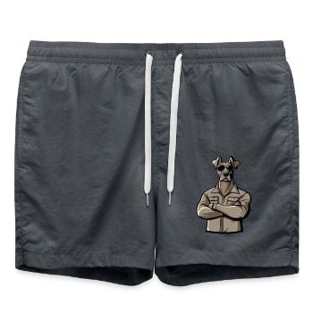 Great Dane Dog Comic - Swim Trunks - anthracite - Front - AI Model Male 185 light (185cm)
