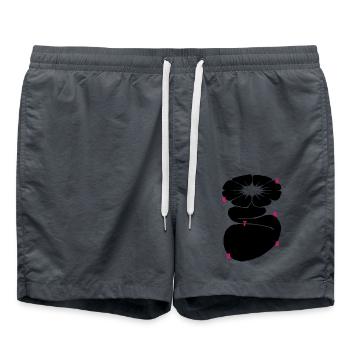 Blume Ornament Modern Minimalistisch - Badeshorts - Anthrazit - Vorne - AI Model Male 185 light (185cm)
