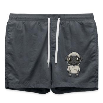 Mops Hund Lustig - Badeshorts - Anthrazit - Vorne - AI Model Male 185 light (185cm)