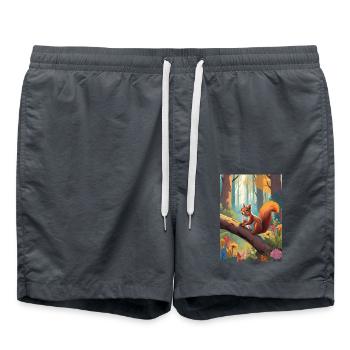 Squirrel in the forest Green - Swim Trunks - anthracite - Front - AI Model Male 185 light (185cm)