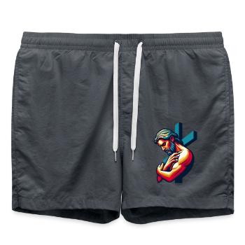 Homme chrétien - Short de bain - charbon - Devant - AI Model Male 185 light (185cm)