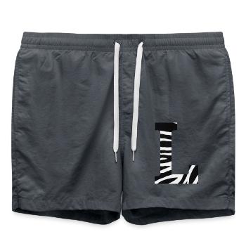 Buchstabe l Zebra - Badeshorts - Anthrazit - Vorne - AI Model Male 185 light (185cm)