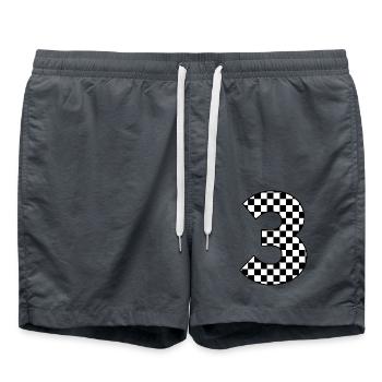 Number 3 plaid - Swim Trunks - anthracite - Front - AI Model Male 185 light (185cm)