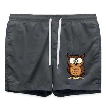 eule comic 1 - Badeshorts - Anthrazit - Vorne - AI Model Male 185 light (185cm)