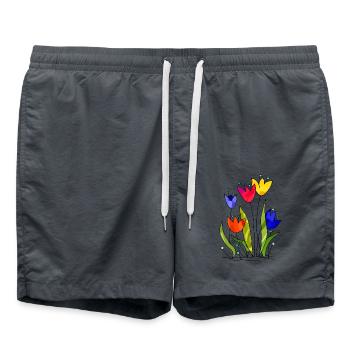 Flowers - Swim Trunks - anthracite - Front - AI Model Male 185 light (185cm)