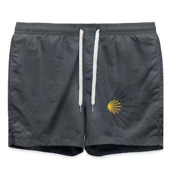 Le Chemin de Saint-Jacques-de-Compostelle compte de nombreuses langues - Chemin - Pèlerinage - Short de bain - charbon - Devant - AI Model Male 185 light (185cm)