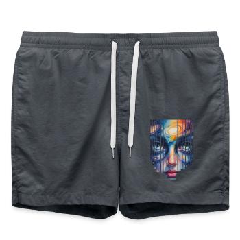 Cosmic portrait in vibrant colors - Swim Trunks - anthracite - Front - AI Model Male 185 light (185cm)