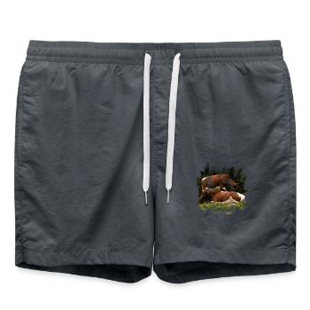 Bovins Pinzgauer sur le pâturage - Short de bain - charbon - Devant - AI Model Male 185 light (185cm)