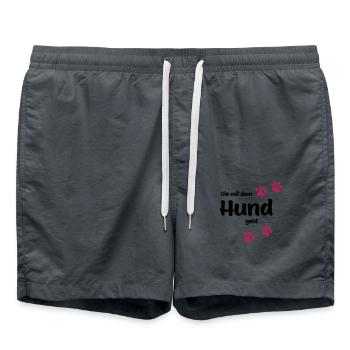 Die Mit Dem Hund Geht - Edition Colored Paw - Badeshorts - Anthrazit - Vorne - AI Model Male 185 light (185cm)