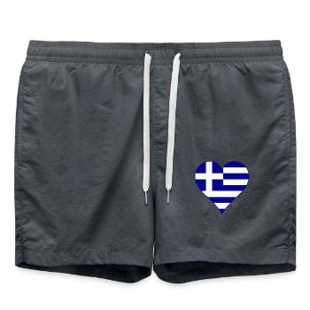 Greece flag as heart - Swim Trunks - anthracite - Front - AI Model Male 185 light (185cm)