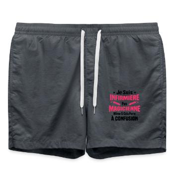 Humour Cadeau Je suis infirmière pas magicienne - Short de bain - charbon - Devant - AI Model Male 185 light (185cm)