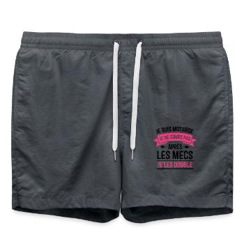 Je suis motarde, Humour cadeau motarde - Short de bain - charbon - Devant - AI Model Male 185 light (185cm)