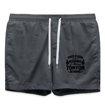 Voici à Quoi Ressemble le Meilleur Tonton du Monde - Short de bain - charbon - Devant - AI Model Male 185 light (185cm)
