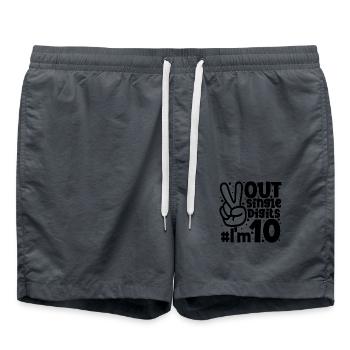 Peace Out Single Digits Ich bin 10 Jahre alt Geburtstag - Badeshorts - Anthrazit - Vorne - AI Model Male 185 light (185cm)